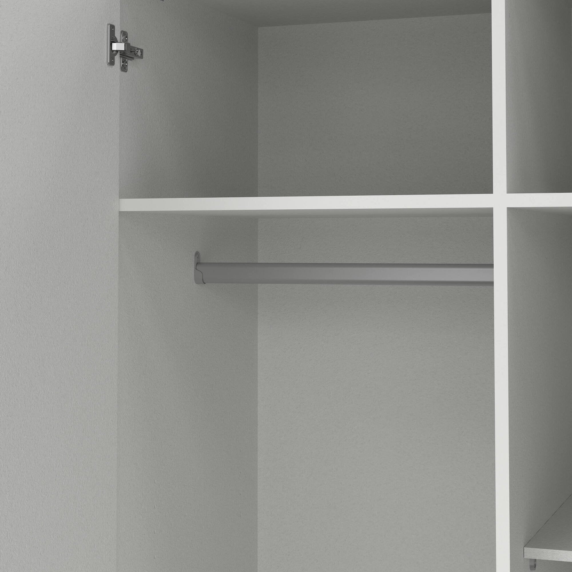 Guardaroba 2 ante Sultani, Mobile camera da letto, Cabina armadio portabiti, Armadio appendiabiti, 99x50 h200 cm, Bianco