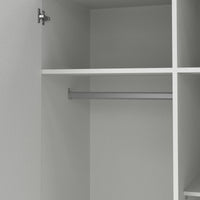 Guardaroba 2 ante Sultani, Mobile camera da letto, Cabina armadio portabiti, Armadio appendiabiti, 99x50 h200 cm, Bianco