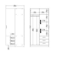 Guardaroba 2 ante Sultani, Mobile camera da letto, Cabina armadio portabiti, Armadio appendiabiti, 99x50 h200 cm, Bianco