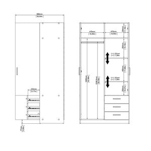 Guardaroba 2 ante Sultani, Mobile camera da letto, Cabina armadio portabiti, Armadio appendiabiti, 99x50 h200 cm, Bianco