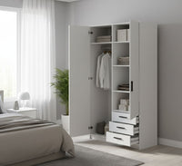 Guardaroba 2 ante Sultani, Mobile camera da letto, Cabina armadio portabiti, Armadio appendiabiti, 99x50 h200 cm, Bianco