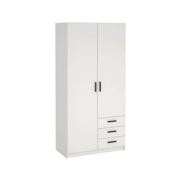 Guardaroba 2 ante Sultani, Mobile camera da letto, Cabina armadio portabiti, Armadio appendiabiti, 99x50 h200 cm, Bianco