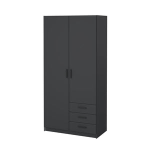 Guardaroba 2 ante Sultani, Mobile camera da letto, Cabina armadio portabiti, Armadio appendiabiti, 99x50 h200 cm, Grigio