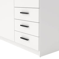 Guardaroba 3 ante Simeon, Mobile camera da letto, Cabina armadio portabiti, Armadio appendiabiti, 147x50 h200 cm, Bianco