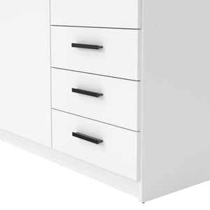 Guardaroba 3 ante Simeon, Mobile camera da letto, Cabina armadio portabiti, Armadio appendiabiti, 147x50 h200 cm, Bianco