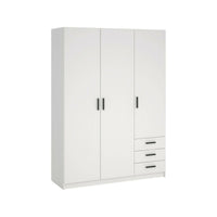 Guardaroba 3 ante Simeon, Mobile camera da letto, Cabina armadio portabiti, Armadio appendiabiti, 147x50 h200 cm, Bianco