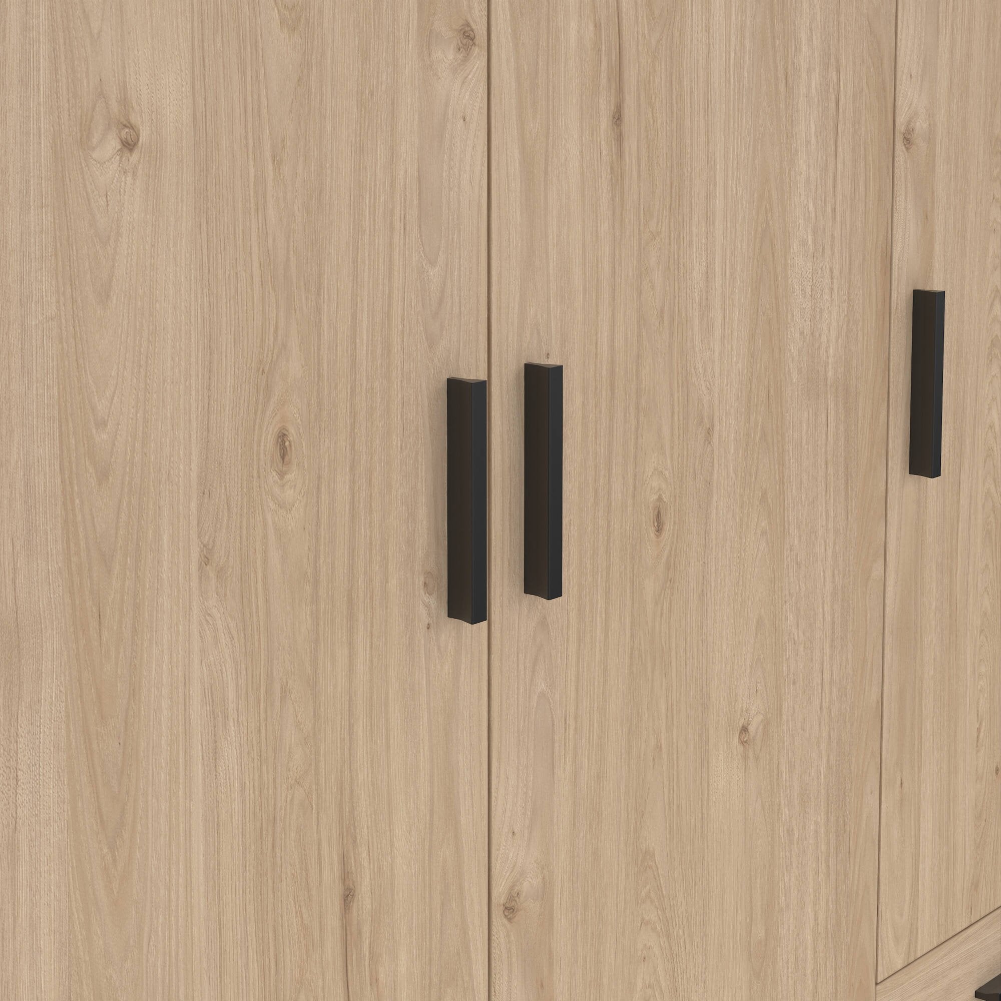 Guardaroba 3 ante Simeon, Mobile camera da letto, Cabina armadio portabiti, Armadio appendiabiti, 147x50 h200 cm, Rovere