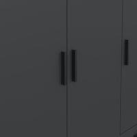 Guardaroba 3 ante Simeon, Mobile camera da letto, Cabina armadio portabiti, Armadio appendiabiti, 147x50 h200 cm, Grigio