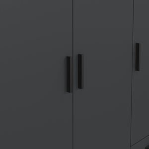 Guardaroba 3 ante Simeon, Mobile camera da letto, Cabina armadio portabiti, Armadio appendiabiti, 147x50 h200 cm, Grigio