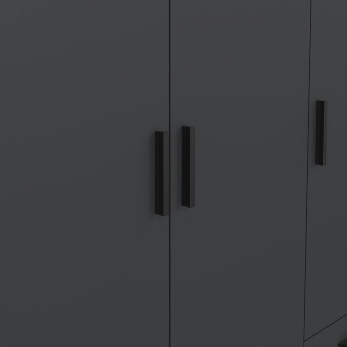 Guardaroba 3 ante Simeon, Mobile camera da letto, Cabina armadio portabiti, Armadio appendiabiti, 147x50 h200 cm, Grigio