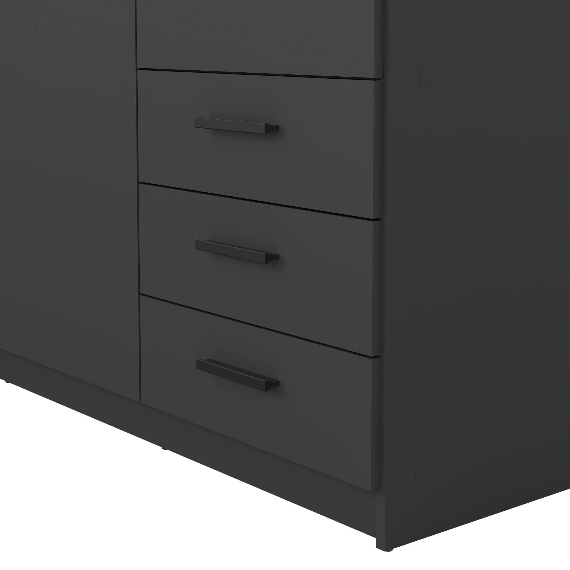 Guardaroba 3 ante Simeon, Mobile camera da letto, Cabina armadio portabiti, Armadio appendiabiti, 147x50 h200 cm, Grigio