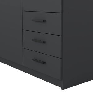 Guardaroba 3 ante Simeon, Mobile camera da letto, Cabina armadio portabiti, Armadio appendiabiti, 147x50 h200 cm, Grigio