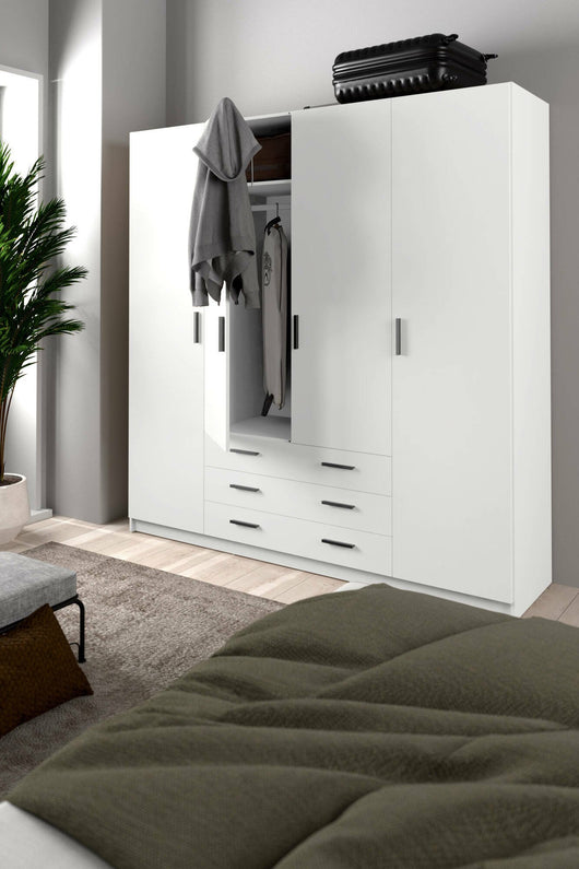 Guardaroba grande Epipola, Mobile camera da letto, Cabina armadio portabiti, Armadio appendiabiti, 196x50 h200 cm, Bianco