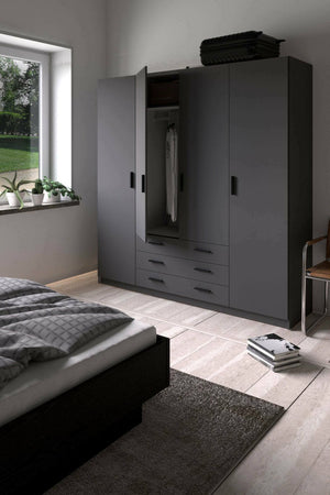 Guardaroba grande Epipola, Mobile camera da letto, Cabina armadio portabiti, Armadio appendiabiti, 196x50 h200 cm, Grigio