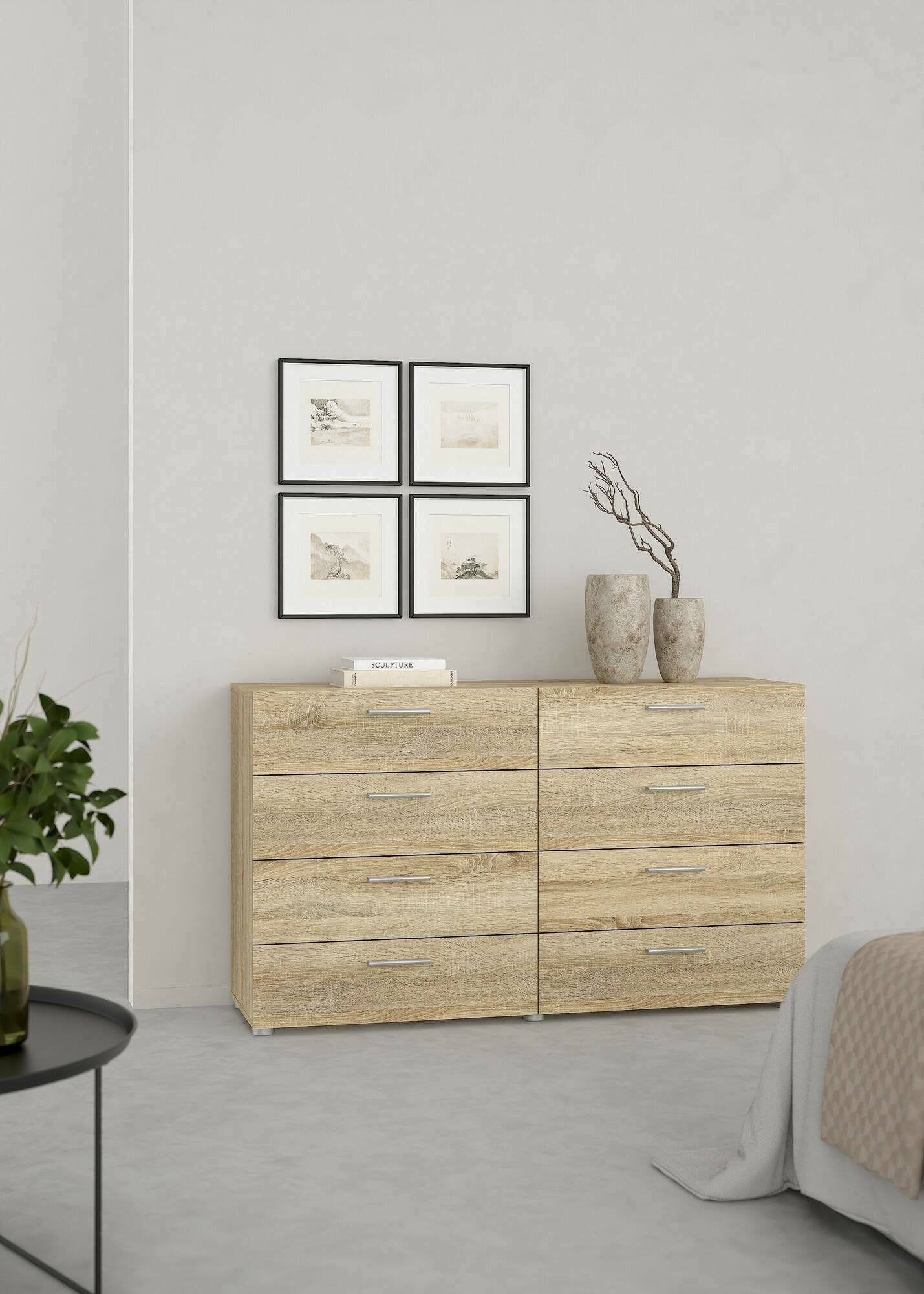 Credenza Phethai, Buffet da soggiorno, Madia da salotto, Dispensa da cucina, 140x40 h82 cm, Quercia