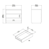 Cassettiera Kajiki, Settimino multiuso, Comò camera da letto, Mobile con cassetti, 77x50 h68 cm, Nero