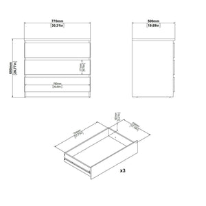 Cassettiera Kajiki, Settimino multiuso, Comò camera da letto, Mobile con cassetti, 77x50 h68 cm, Nero