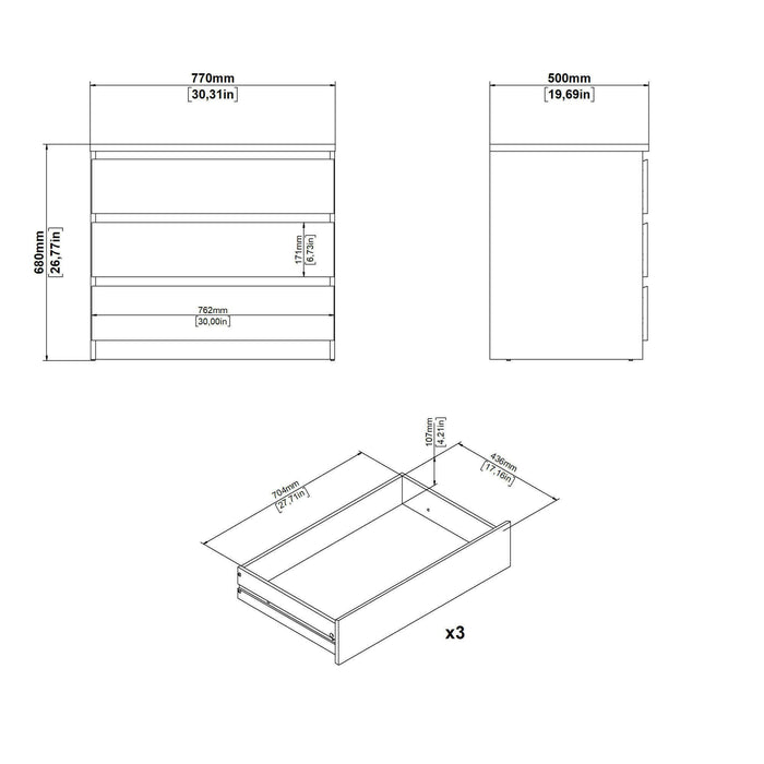 Cassettiera Kajiki, Settimino multiuso, Comò camera da letto, Mobile con cassetti, 77x50 h68 cm, Nero