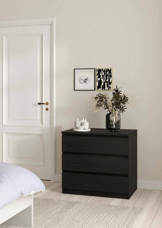 Cassettiera Kajiki, Settimino multiuso, Comò camera da letto, Mobile con cassetti, 77x50 h68 cm, Nero