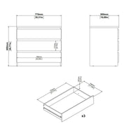 Cassettiera Kajiki, Settimino multiuso, Comò camera da letto, Mobile con cassetti, 77x50 h68 cm, Nero