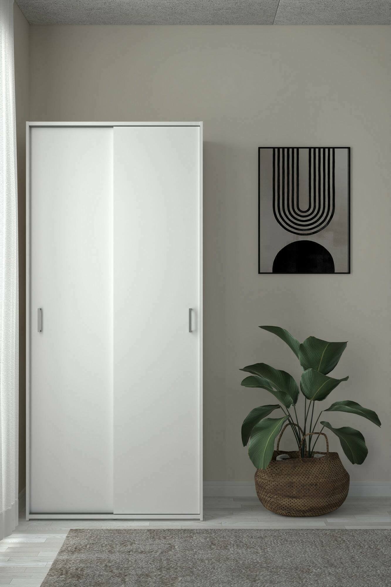 Guardaroba 2 ante Cindy, Mobile camera da letto, Cabina armadio portabiti, Armadio appendiabiti, 78x48 h175 cm, Bianco