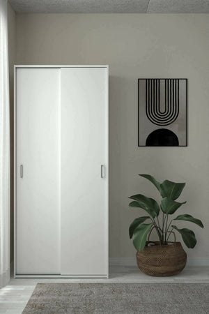 Guardaroba 2 ante Cindy, Mobile camera da letto, Cabina armadio portabiti, Armadio appendiabiti, 78x48 h175 cm, Bianco