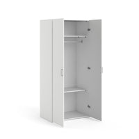 Guardaroba 2 ante Danny, Mobile camera da letto, Cabina armadio portabiti, Armadio appendiabiti, 78x50 h175 cm, Bianco