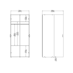Guardaroba 2 ante Danny, Mobile camera da letto, Cabina armadio portabiti, Armadio appendiabiti, 78x50 h175 cm, Bianco