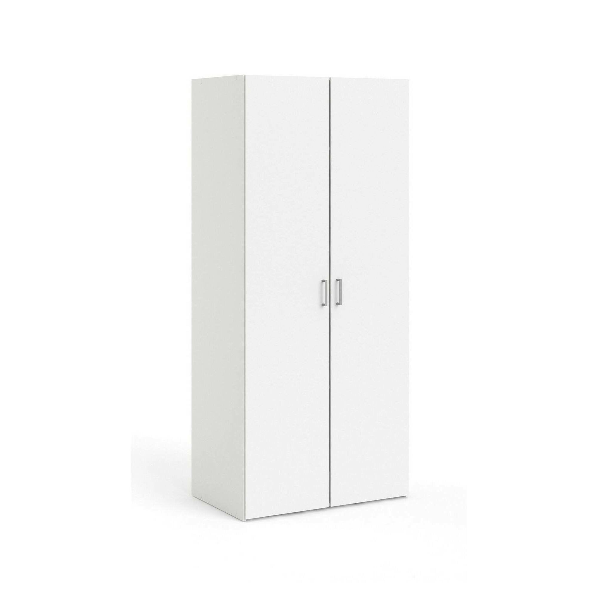 Guardaroba 2 ante Danny, Mobile camera da letto, Cabina armadio portabiti, Armadio appendiabiti, 78x50 h175 cm, Bianco