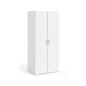 Guardaroba 2 ante Danny, Mobile camera da letto, Cabina armadio portabiti, Armadio appendiabiti, 78x50 h175 cm, Bianco