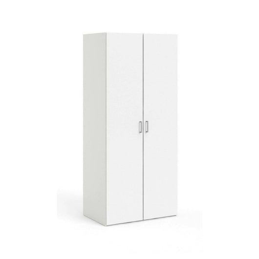 Guardaroba 2 ante Danny, Mobile camera da letto, Cabina armadio portabiti, Armadio appendiabiti, 78x50 h175 cm, Bianco