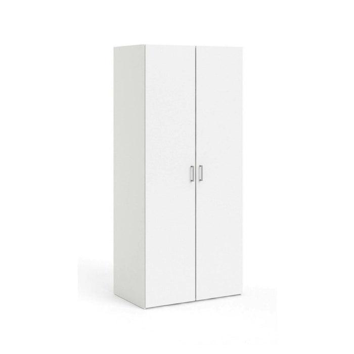 Guardaroba 2 ante Danny, Mobile camera da letto, Cabina armadio portabiti, Armadio appendiabiti, 78x50 h175 cm, Bianco