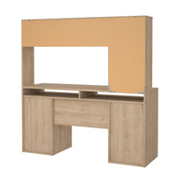 Scrivania Ambrenti, Scrittoio multiuso, Tavolo per ufficio porta PC, Piano di lavoro, 149x48 h156 cm, Rovere