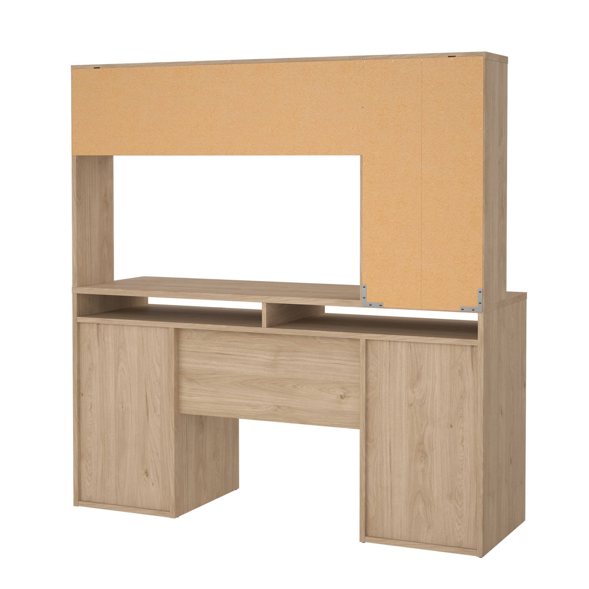 Scrivania Ambrenti, Scrittoio multiuso, Tavolo per ufficio porta PC, Piano di lavoro, 149x48 h156 cm, Rovere