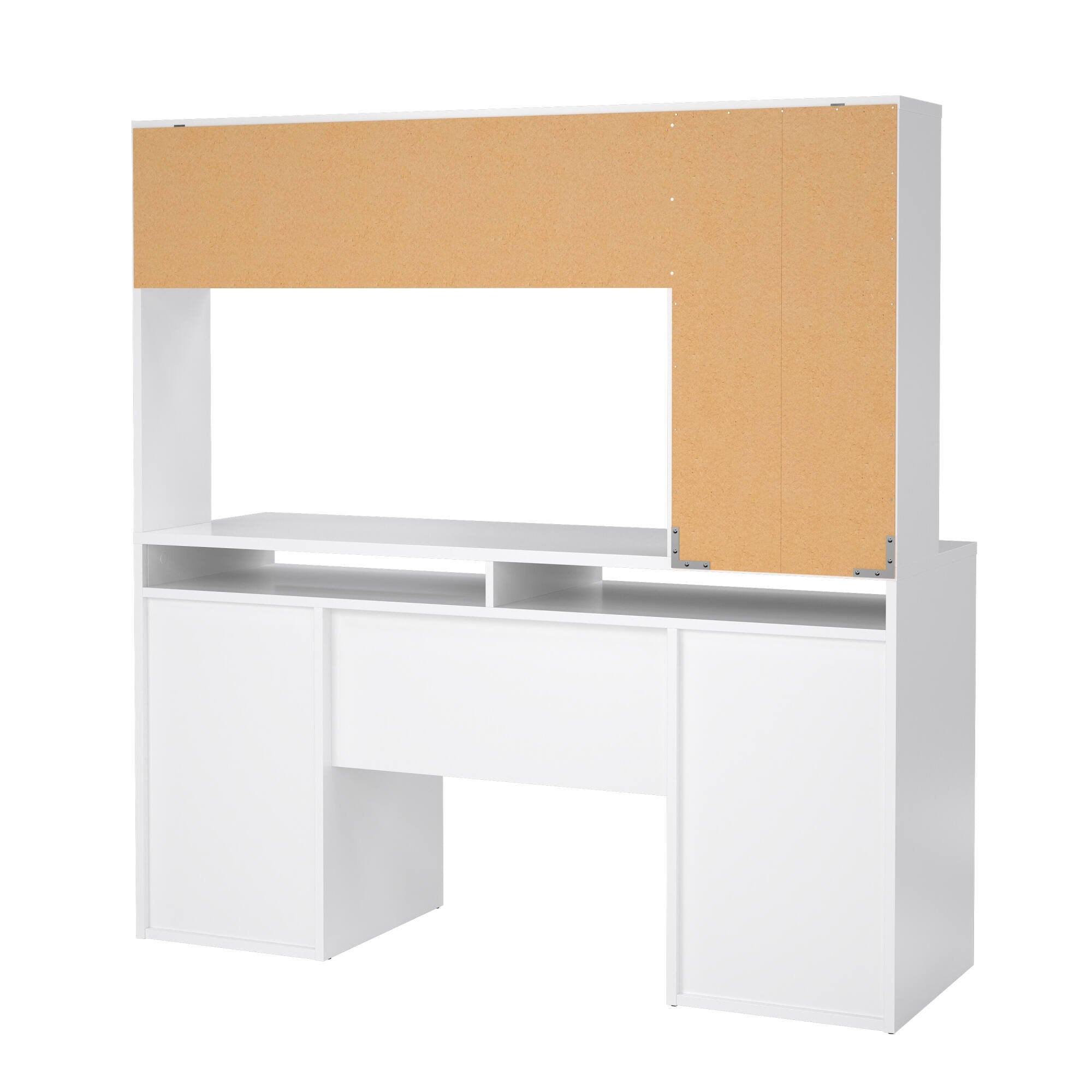 Scrivania Ambrenti, Scrittoio multiuso, Tavolo per ufficio porta PC, Piano di lavoro, 149x48 h156 cm, Bianco lucido