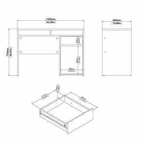 Scrivania Abbadu, Scrittoio multiuso, Tavolo per ufficio porta PC, Piano di lavoro, 110x48 h77 cm, Rovere