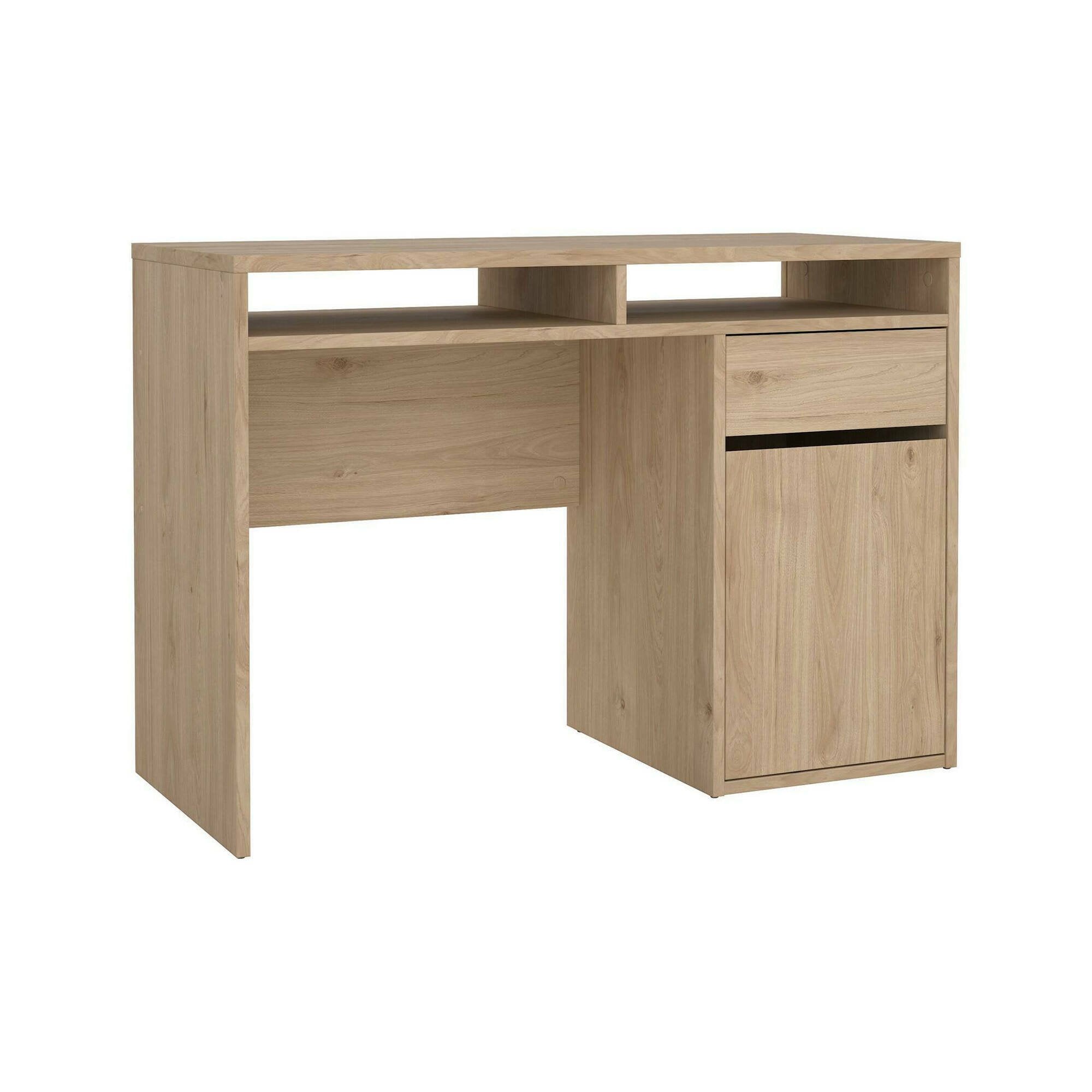 Scrivania Abbadu, Scrittoio multiuso, Tavolo per ufficio porta PC, Piano di lavoro, 110x48 h77 cm, Rovere