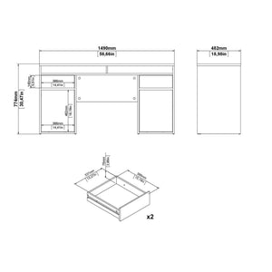 Scrivania Leepi, Scrittoio multiuso, Tavolo per ufficio porta PC, Piano di lavoro, 149x48 h77 cm, Bianco lucido