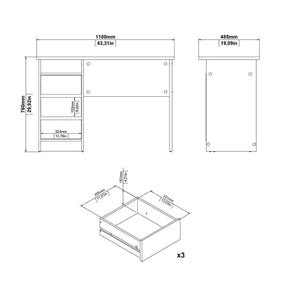 Scrivania Huaning, Scrittoio multiuso, Tavolo per ufficio porta PC, Piano di lavoro, 110x49 h76 cm, Bianco