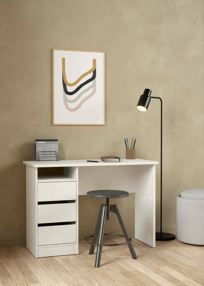 Scrivania Huaning, Scrittoio multiuso, Tavolo per ufficio porta PC, Piano di lavoro, 110x49 h76 cm, Bianco