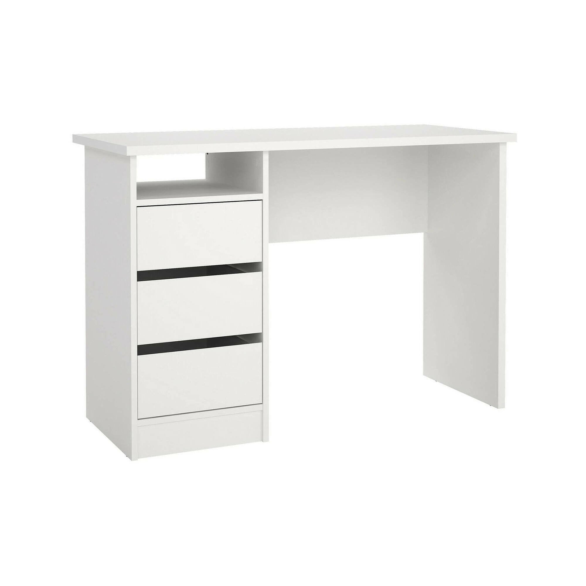 Scrivania Huaning, Scrittoio multiuso, Tavolo per ufficio porta PC, Piano di lavoro, 110x49 h76 cm, Bianco