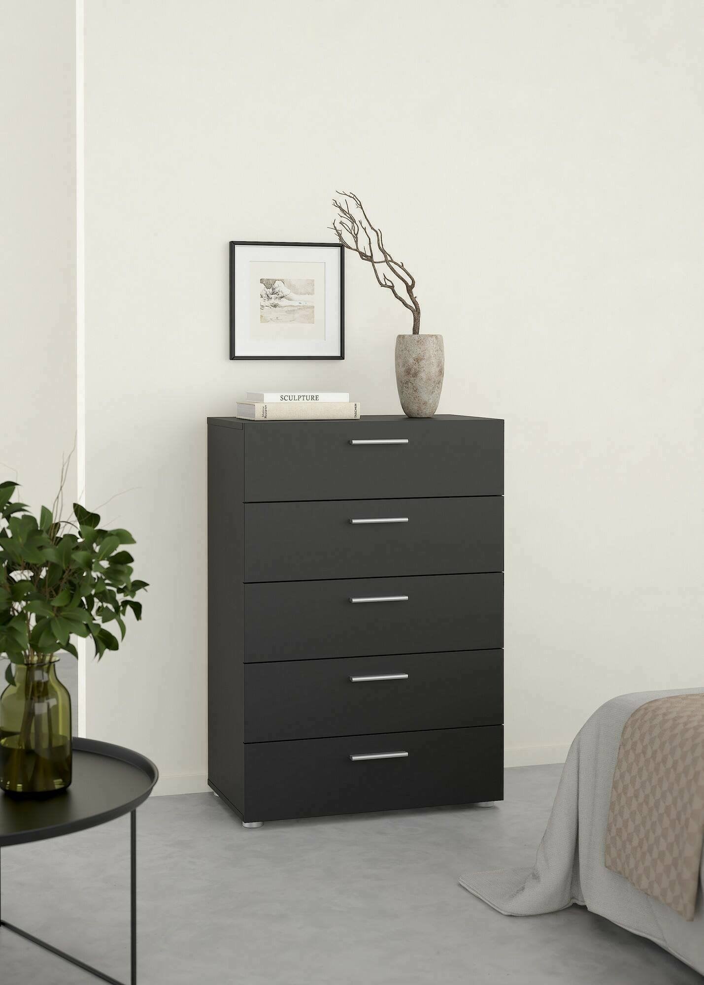 Cassettiera Alf, Settimino multiuso, Comò camera da letto, Mobile con cassetti, 70x40 h102 cm, Nero