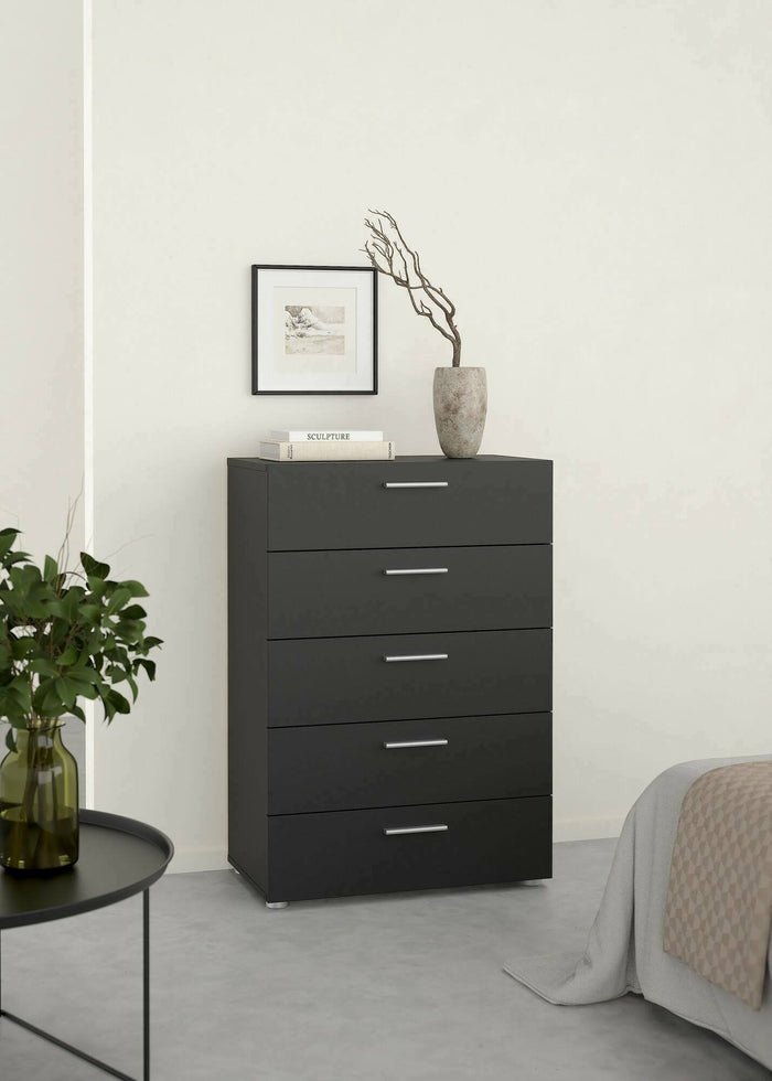 Cassettiera Alf, Settimino multiuso, Comò camera da letto, Mobile con cassetti, 70x40 h102 cm, Nero