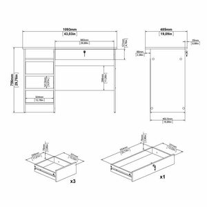 Scrivania Franklin, Scrittoio multiuso, Tavolo per ufficio porta PC, Piano di lavoro, 109x49 h76 cm, Rovere