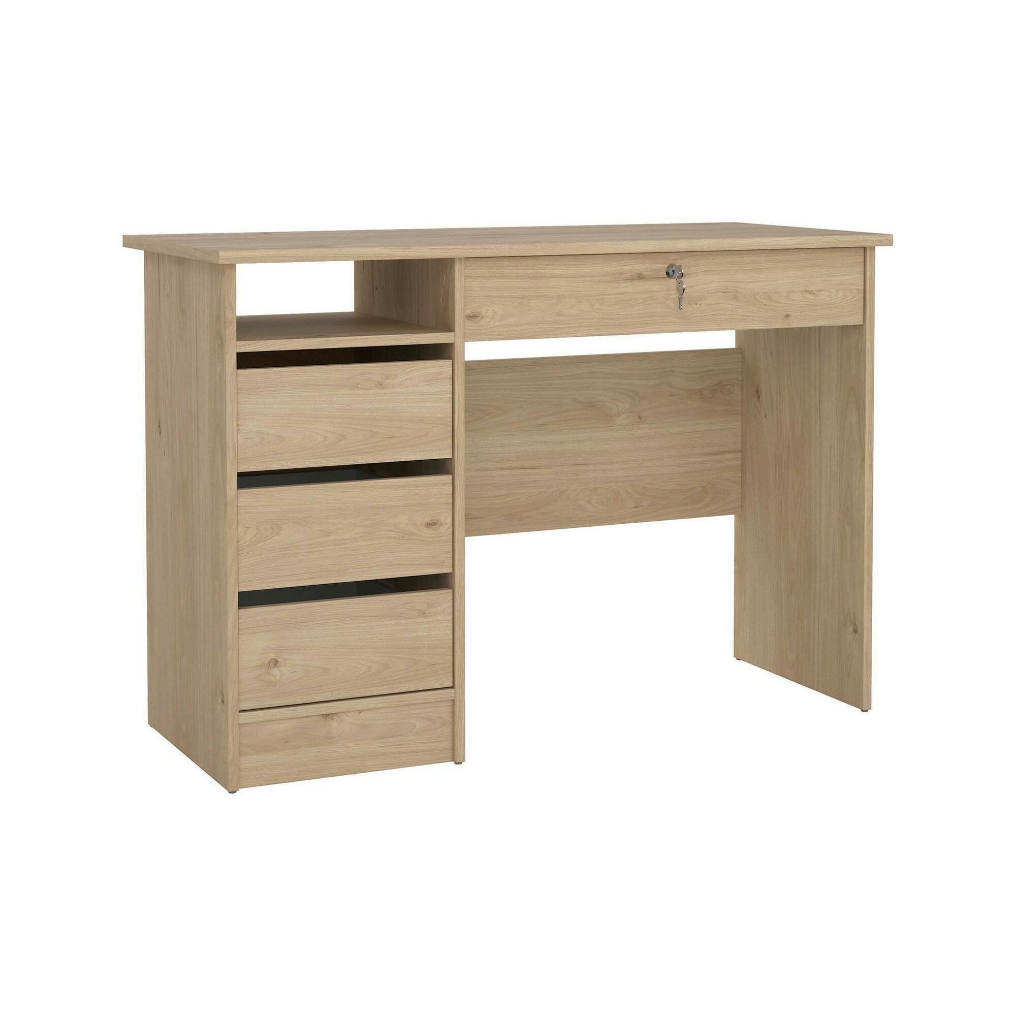 Scrivania Franklin, Scrittoio multiuso, Tavolo per ufficio porta PC, Piano di lavoro, 109x49 h76 cm, Rovere