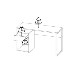 Scrivania Mele, Scrittoio multiuso, Tavolo per ufficio porta PC, Piano di lavoro, 130x48 h77 cm, Rovere e Nero