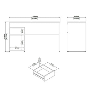 Scrivania Mele, Scrittoio multiuso, Tavolo per ufficio porta PC, Piano di lavoro, 130x48 h77 cm, Rovere e Nero