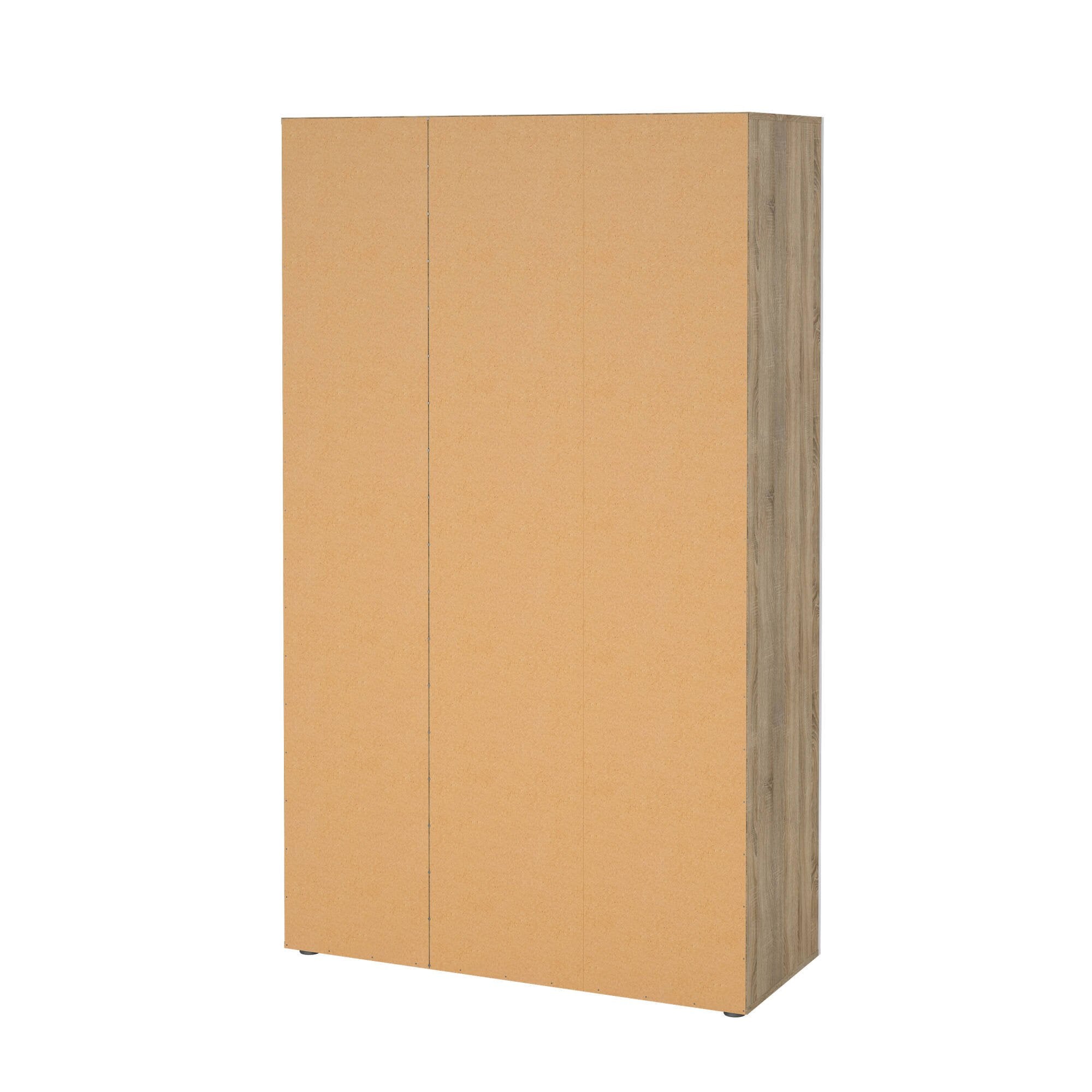 Guardaroba 3 ante Albacore, Mobile camera da letto, Cabina armadio portabiti, Armadio appendiabiti, 118x50 h201 cm, Quercia e Bianco lucido