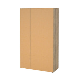 Guardaroba 3 ante Albacore, Mobile camera da letto, Cabina armadio portabiti, Armadio appendiabiti, 118x50 h201 cm, Quercia e Bianco lucido