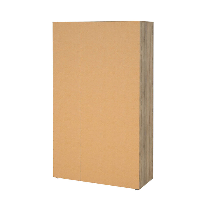 Guardaroba 3 ante Albacore, Mobile camera da letto, Cabina armadio portabiti, Armadio appendiabiti, 118x50 h201 cm, Quercia e Bianco lucido